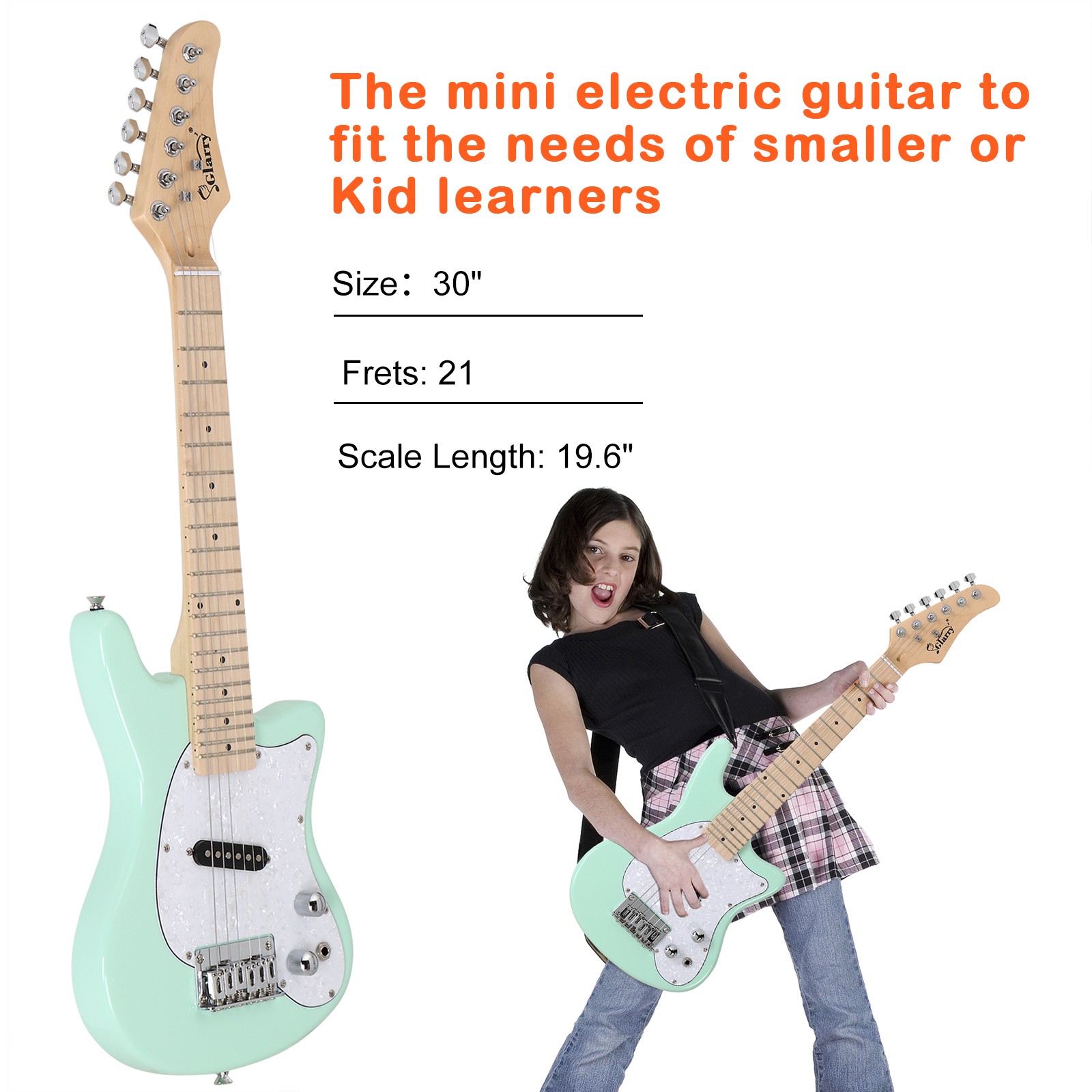30in Maple Fingerboard Mini Electric Guitar Kit with 5W Amplifier Bag String