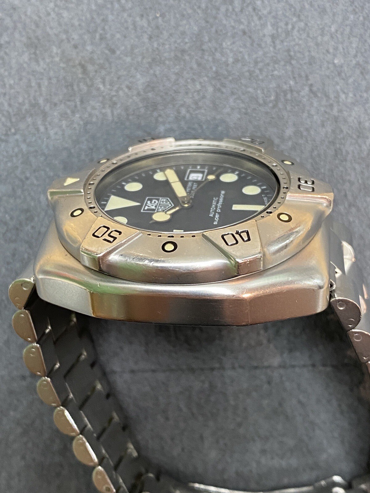 👍TAG HEUER 840.006 Super Pro Auto Black 844 Submarine Dive Watch WS2110-2