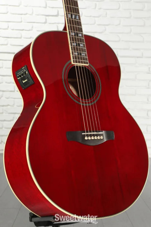 Ibanez AJ70M1E Artwood Jumbo Acoustic-electric Guitar – Wine Red