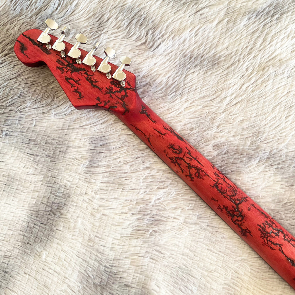 Clearance 6 String Ash ST Lightning Struck Wood Electric Guitar
