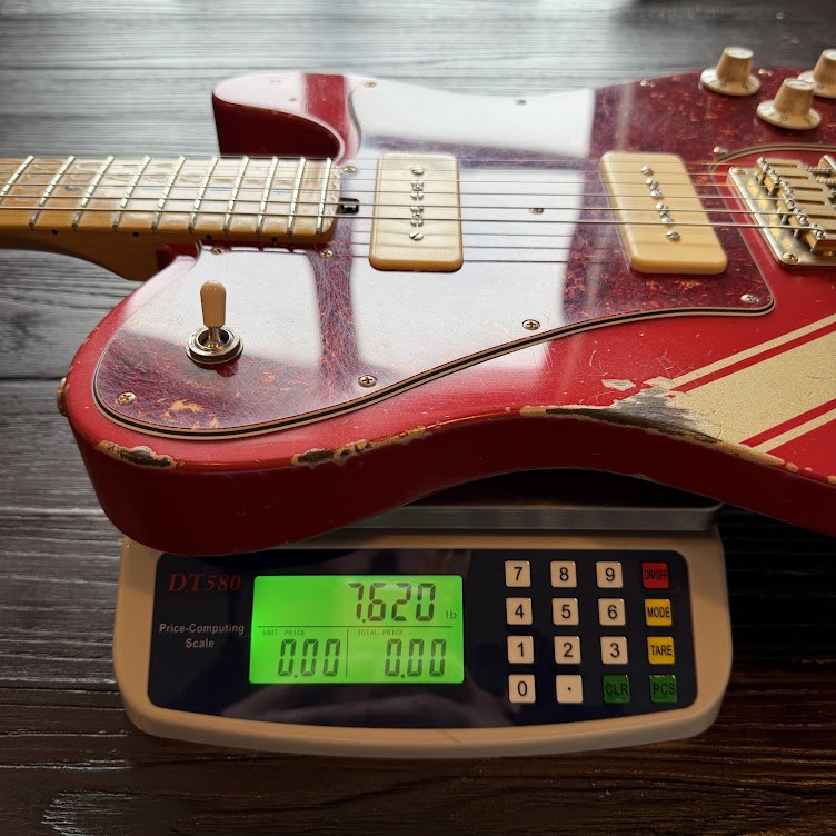 Friedman Vintage T Aged Guitar – Candy Apple Red w/Gold Stripe (Medium Aging)
