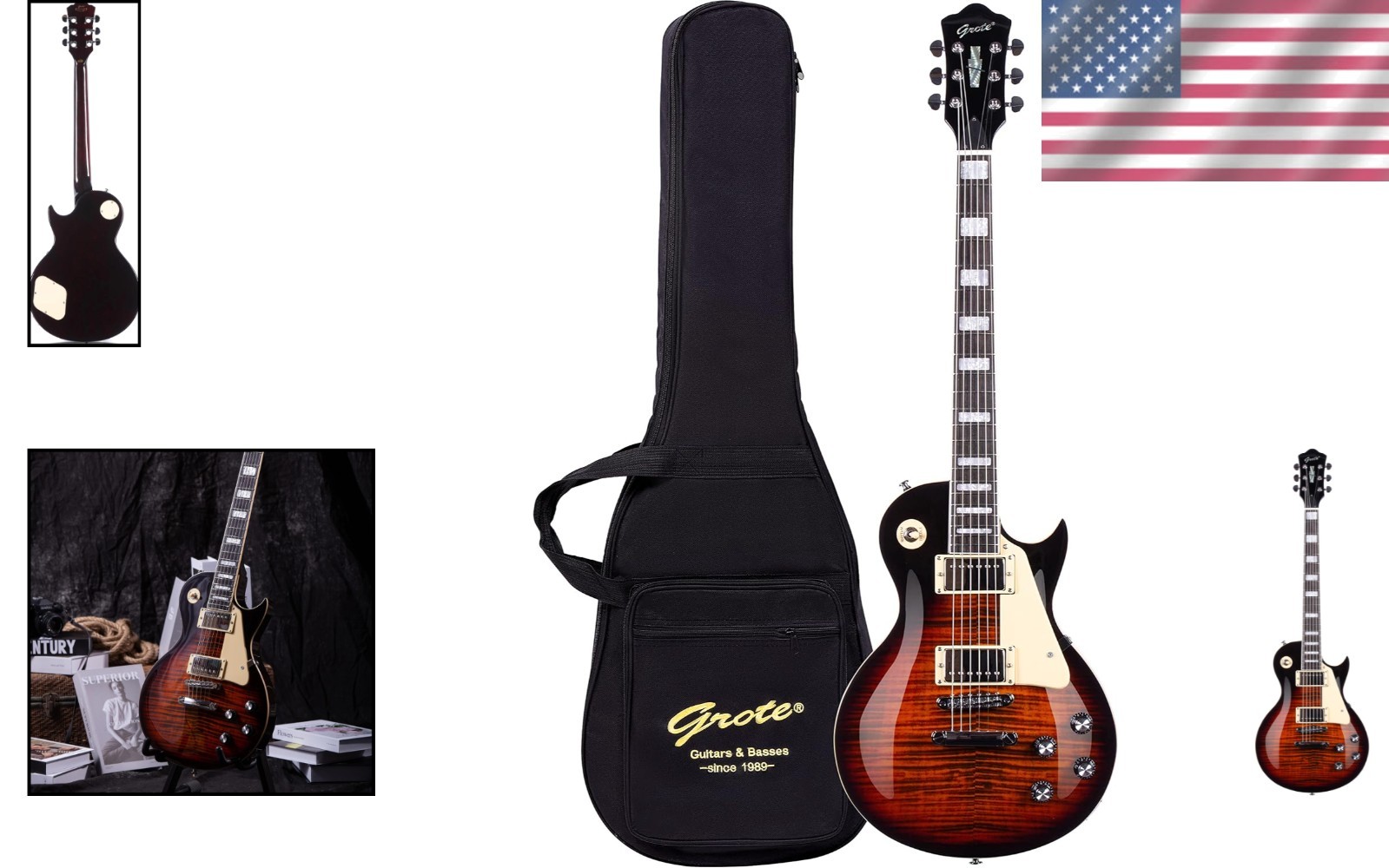 LP Style Electric Guitar Rosewood Fretboard + Gigbag