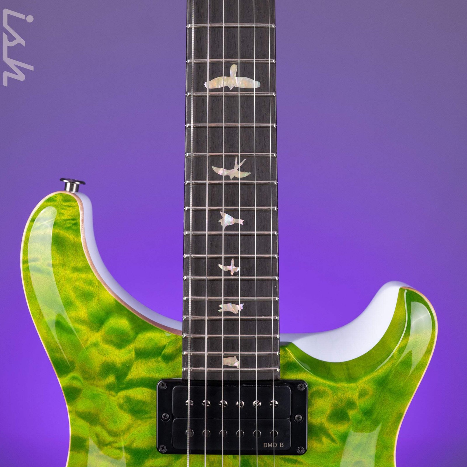 PRS Custom 24 Quilt Artist Top Eriza Verde Green with White Back Custom Color