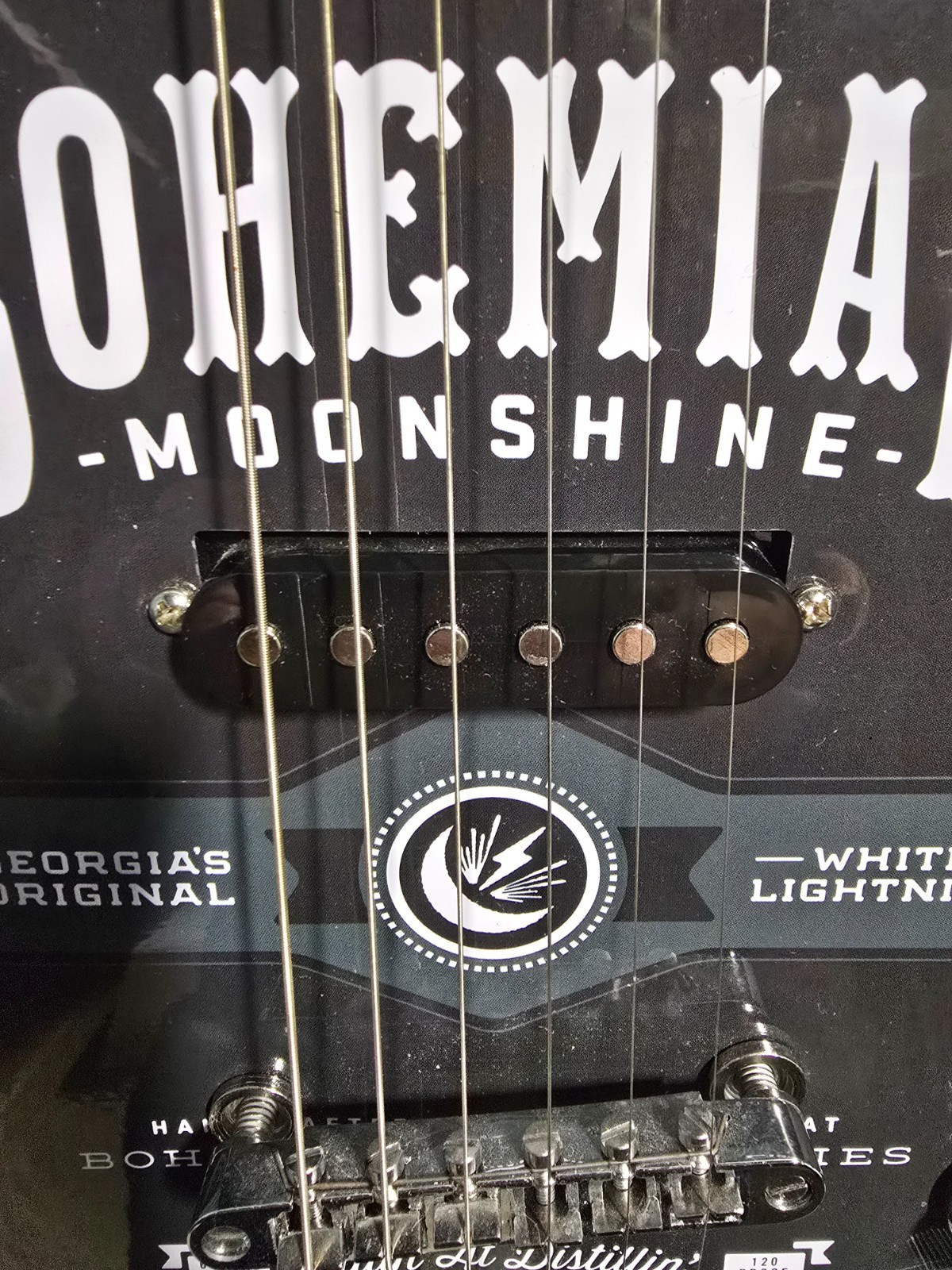 Custom White Lightning Moonshine Theme Electric Guitar Black Local Pickup