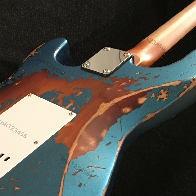 Heavy Aged Electric Guitar Bone Nut Stainless Rounded Fret Edge Distressed SSS