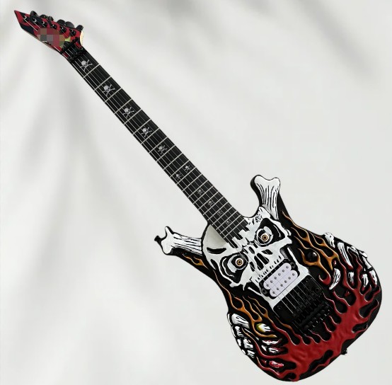 Unique Skull Skeleton Shape Electric Guitar Hardware HPL Fretboard Black