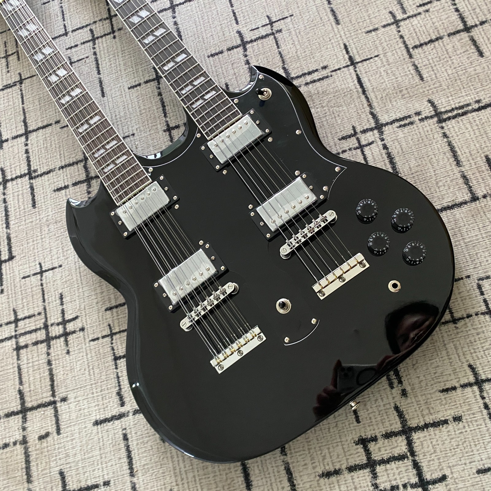 SG Double Neck Electric Guitar Jimmy Page 12+6 Black