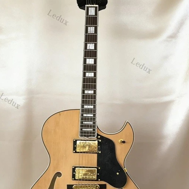 Natural Hollow Byrdland Electric Guitar 596mm H-H Pickups Archtop Gold Hardware