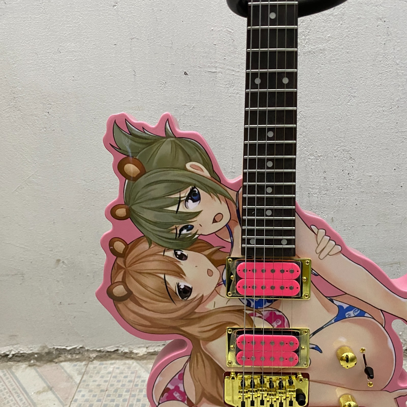Factory Customized Beauty girls Electric Guitar HH pickups Gold hardware