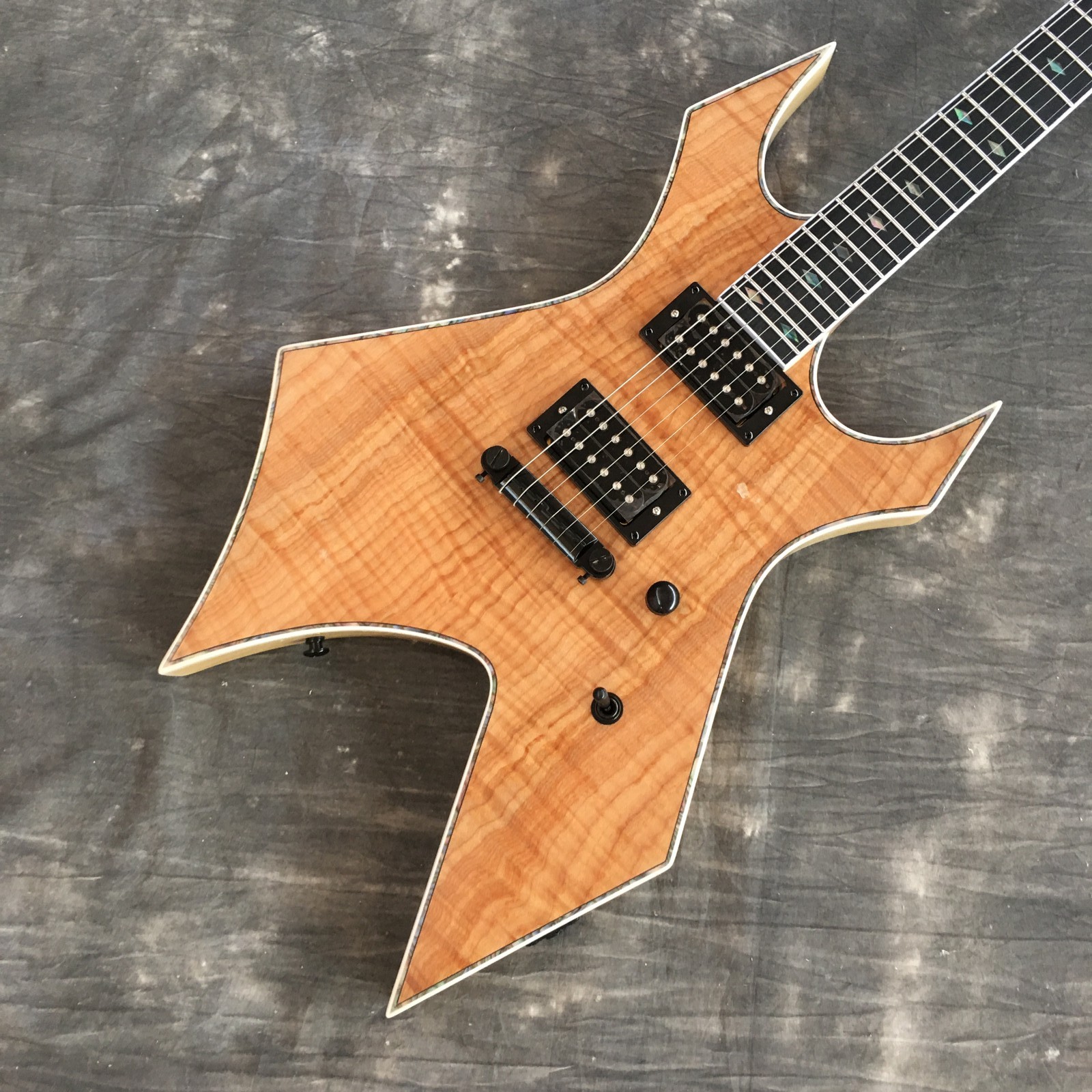 New Natural Warlock Extreme Electric Guitar burlywood HH Pickup Shell Inlay