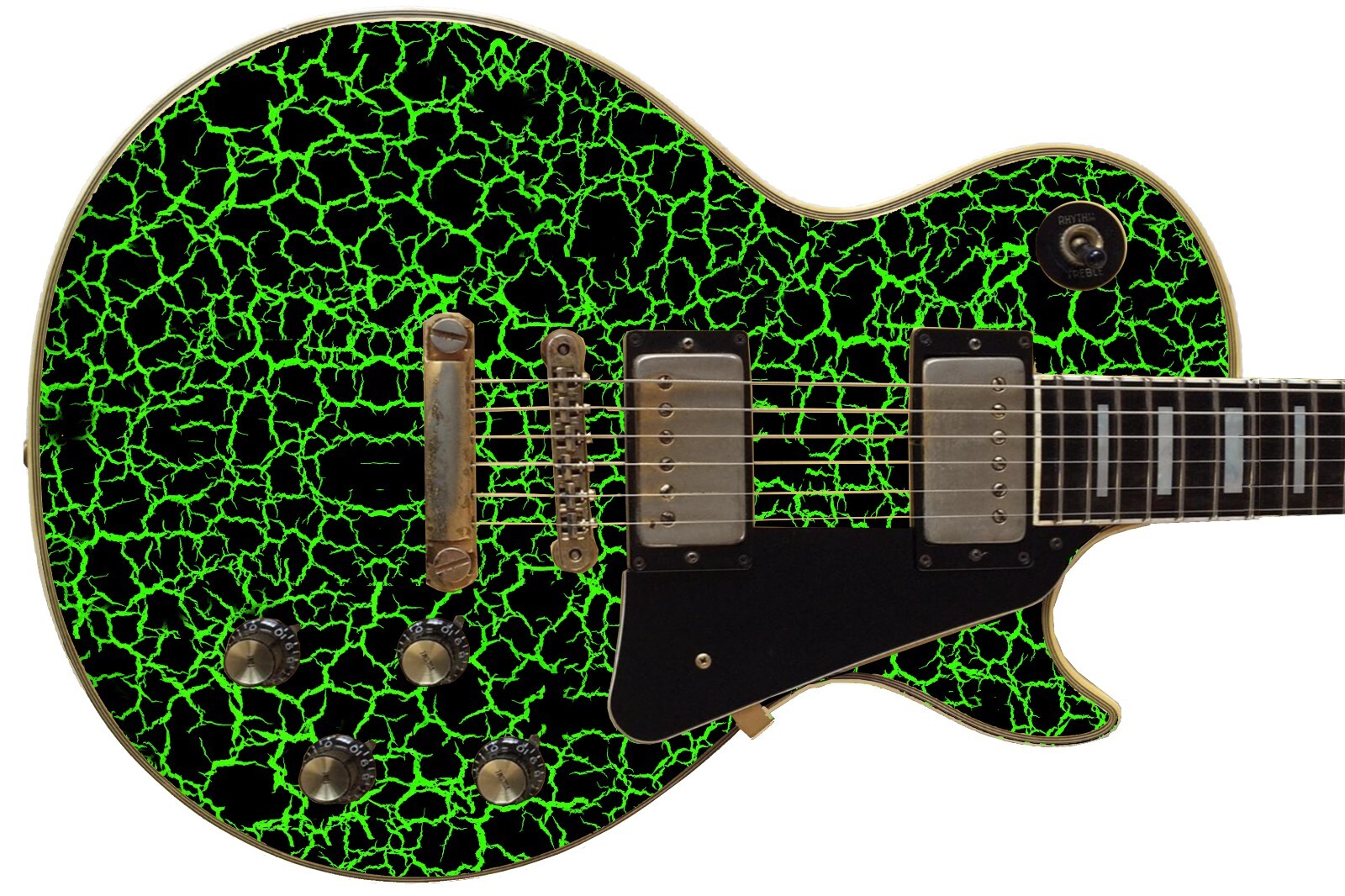 Guitar Wrap Skin Axe Re-Skin Iconic 80’s 6 Volt Crackle Back in Black 1219