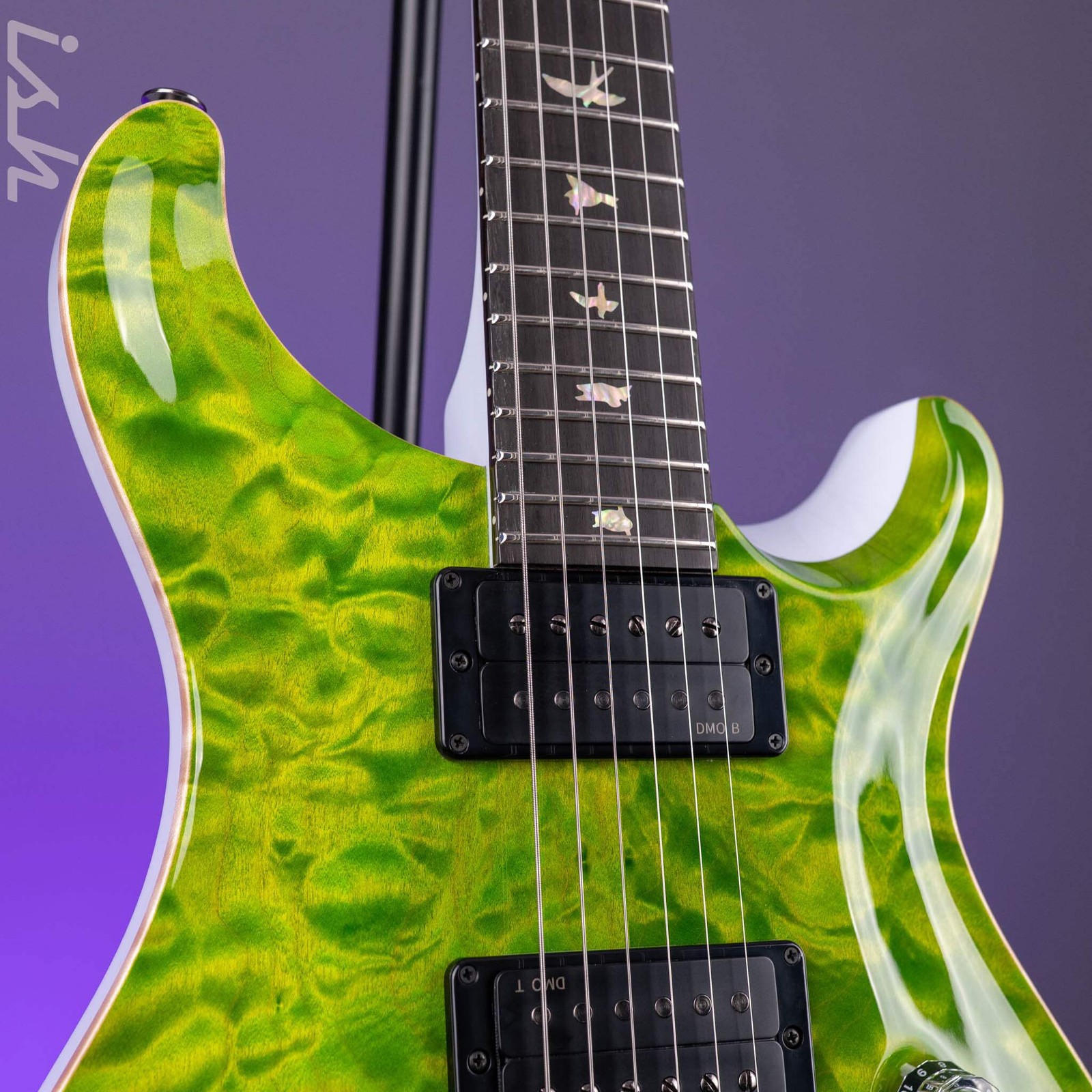 PRS Custom 24 Quilt Artist Top Eriza Verde Green with White Back Custom Color