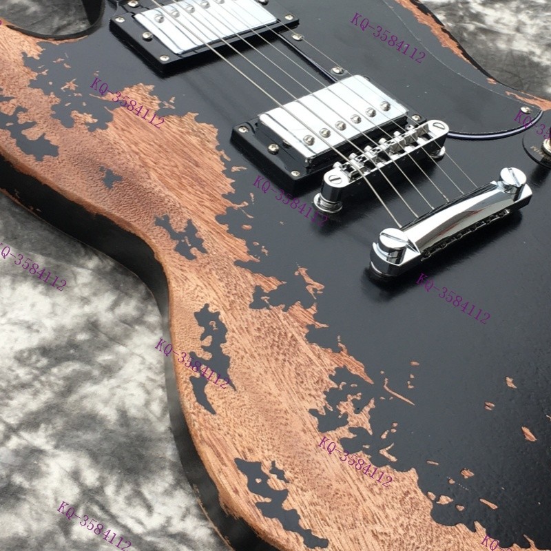 Solid Electric Guitar Stainless Rounded Fret Edge Rosewood Fretboard Aged Brown