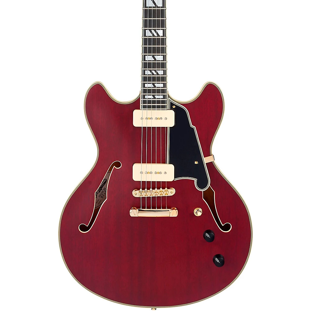 D’Angelico Deluxe DC Semi-Hollow Electric Guitar Satin Trans Wine