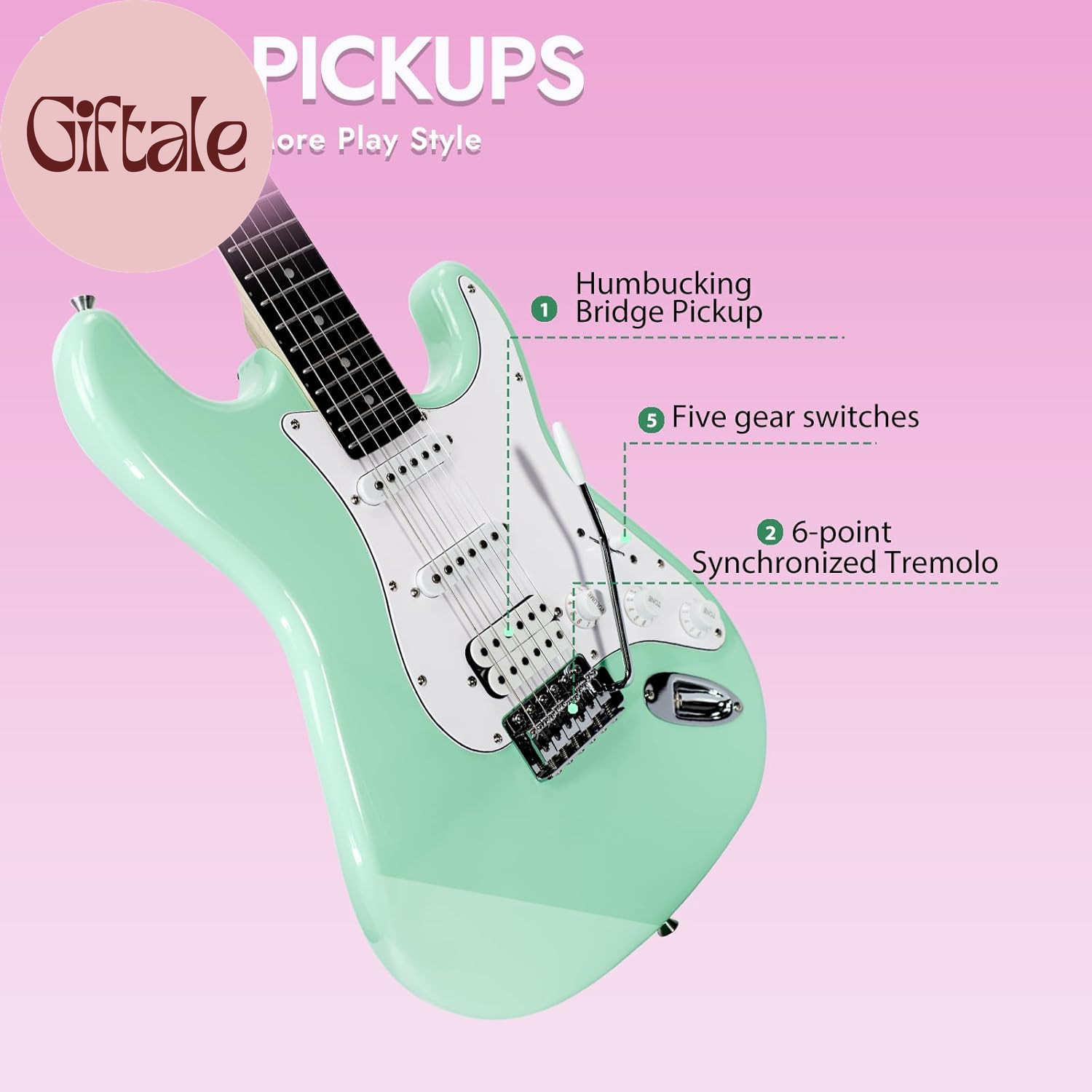 Beginner Electric Guitar with Amp Full Size Kit 6 String HSS Pickup with Gig Bag