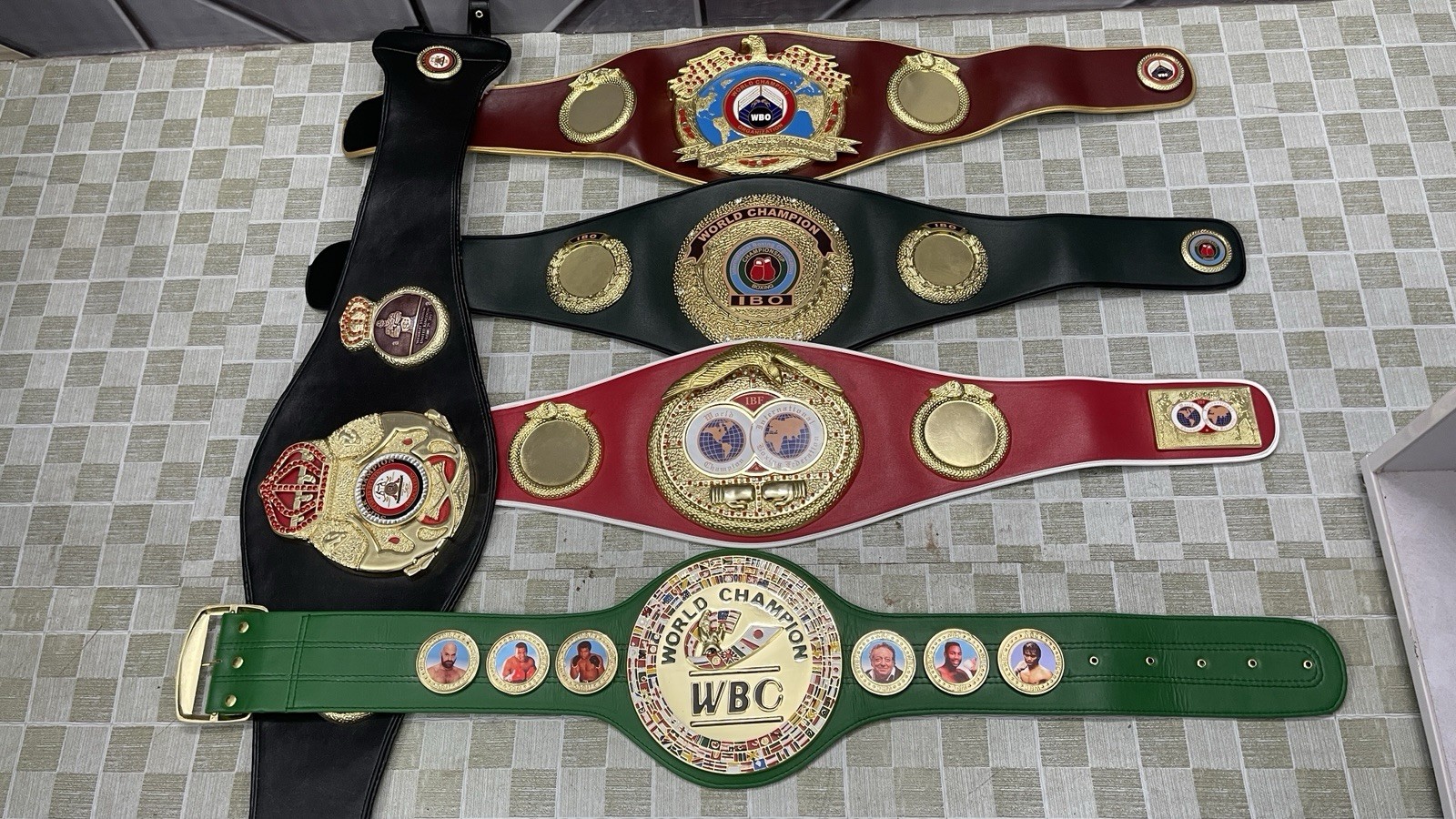WORLD REPLICA BOXING SET OF 5 BELTS WBA,IBO,WBC,IBF,& WBO ADULT SIZE TITLE