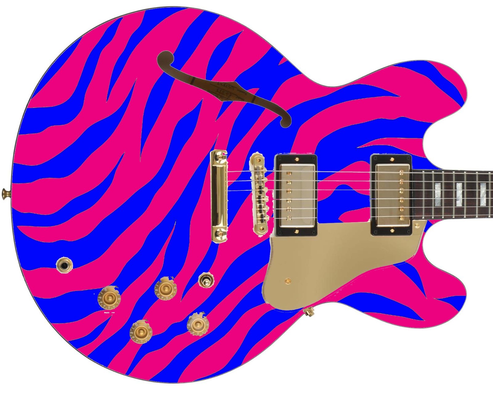 Guitar Skin Wrap Axe Reface Oversized Hot Pink Electric Blue Tiger Stripes 1230