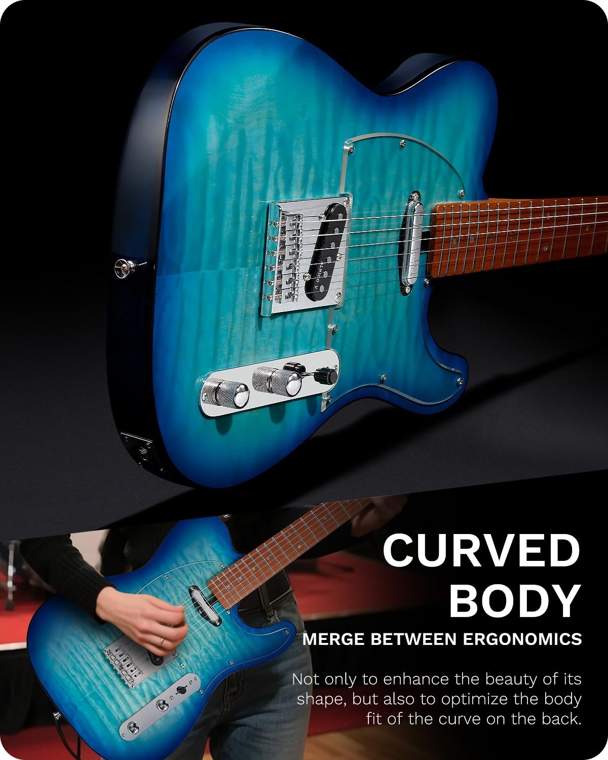 TL Electric Guitar – Ocean Maple , Mahogany Body, Maple Neck – Alnico V Pickups,