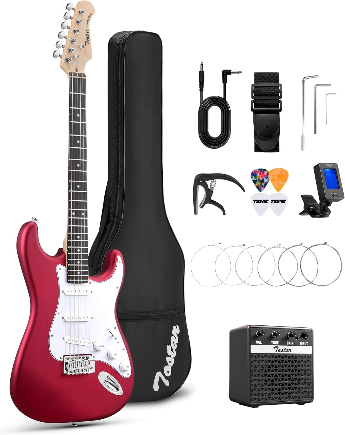 39″ Full Size Electric Guitar Kit for Beginners and Adults, SSS Pickup Guitarra