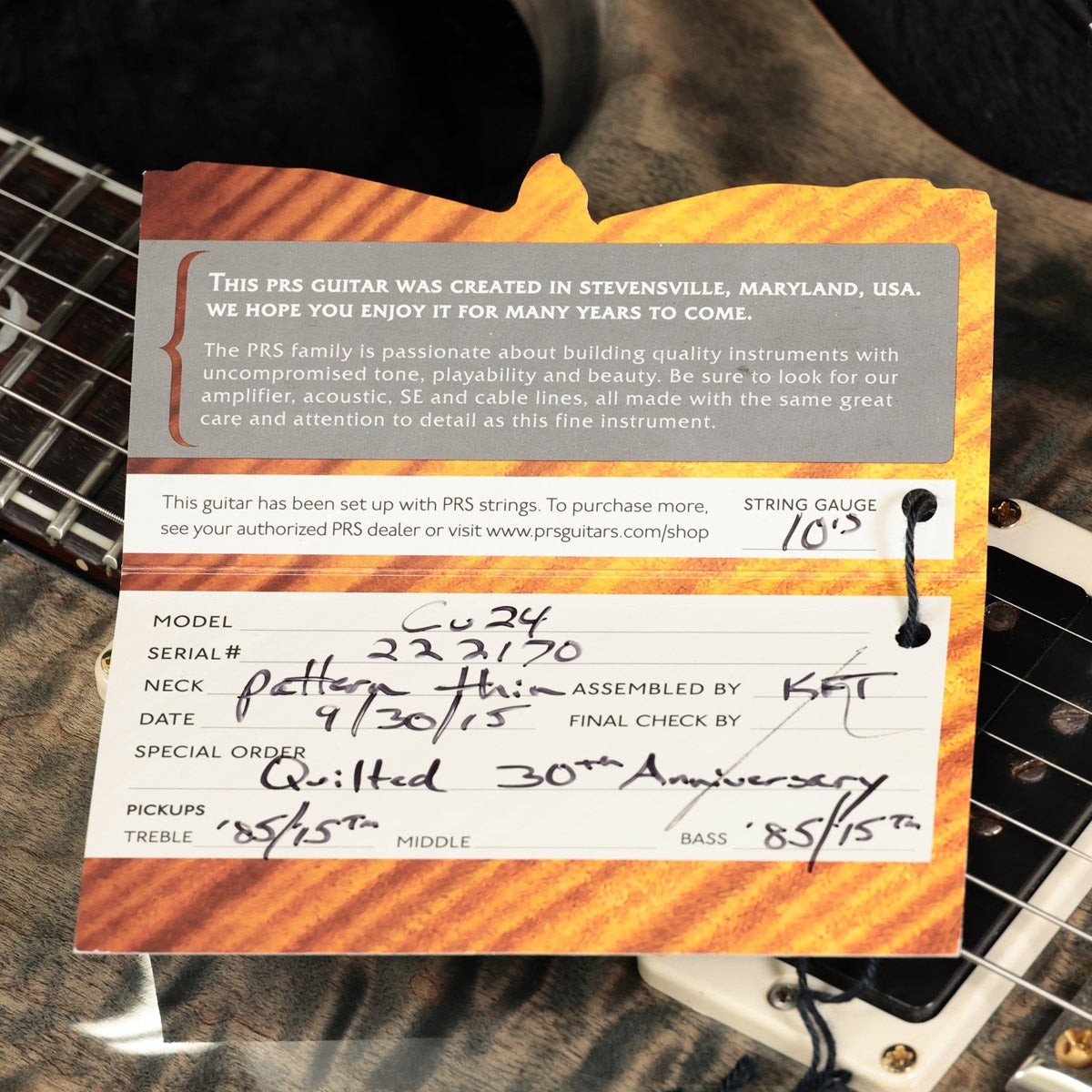 Paul Reed Smith 30th Anniv Custom24 Pattern Thin Neck Charcoal Burst [15 222170]
