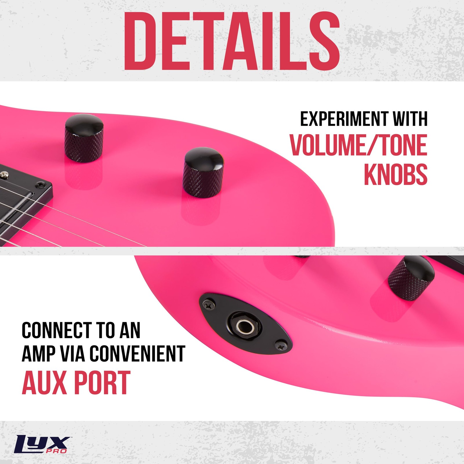 LyxPro CS 30in Electric Guitar Kit Amp Cable 6 Picks Guide Beginner Pink