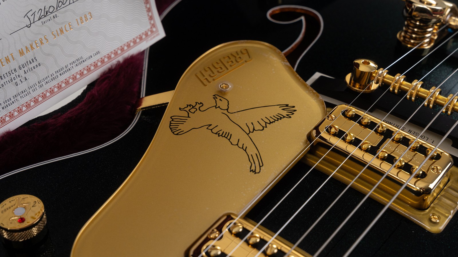 Gretsch G6136TG-58 1958 Custom Falcon LE SH Electric Guitar Ebony, Emerald Night