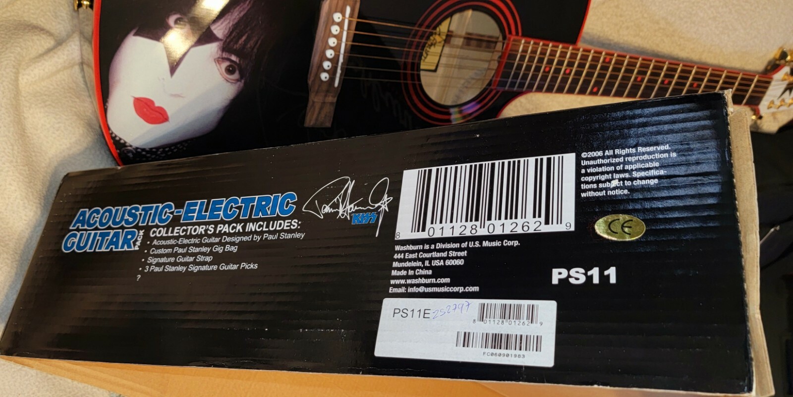 KISS Paul Stanley Signature Acoustic/Electric Guitar washburn ps11e COMPLETE