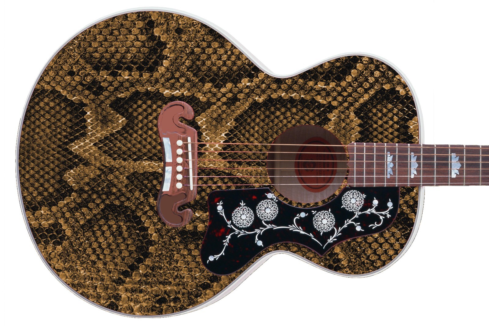 Guitar Skin Wrap Axe Re-skin Vinyl Ashbury Anaconda Gold Snake Skin 1054 B