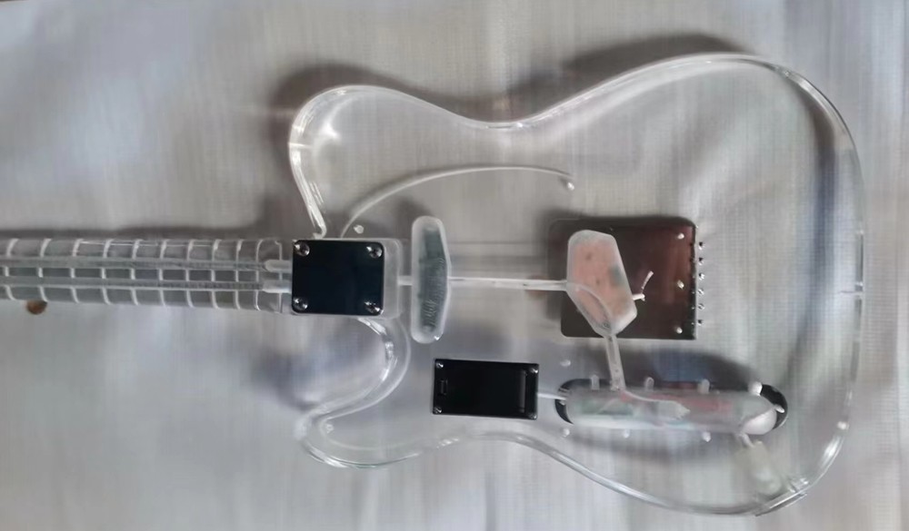 6 Six String Acrylic Electric Guitar Blue Light Acrylic Fingerboard Body