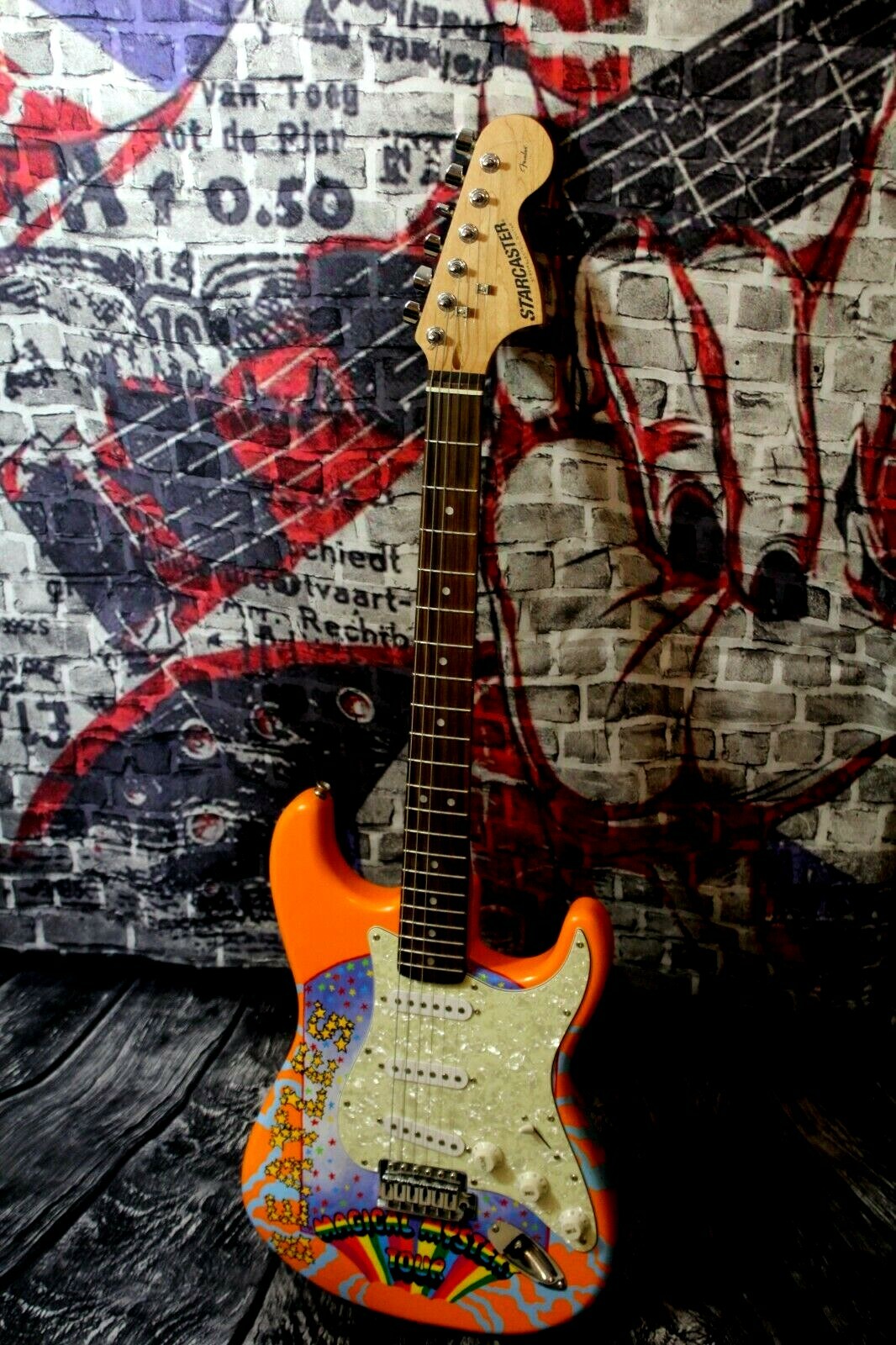 BEATLES Magical Mystery Tour Hand Painted FENDER GUITAR 💥BEATLES ~FREE SHIPPING