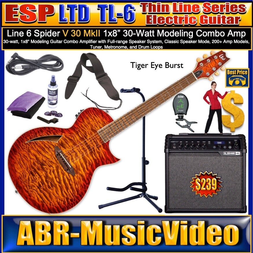 ESP LTD EC-1000T CTM 88 Electric Guitar (See Thru Black Cherry) LINE 6 V 30 MKII