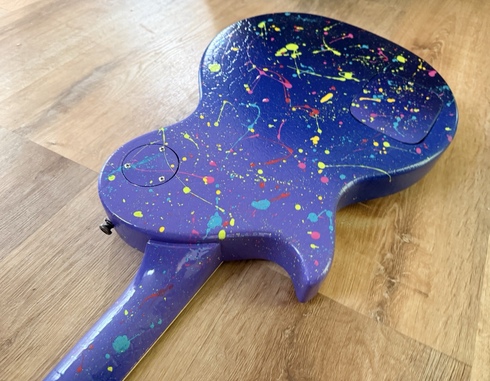 Custom Hand-painted LP Style Guitar – Blue/Purple Splatter Finish