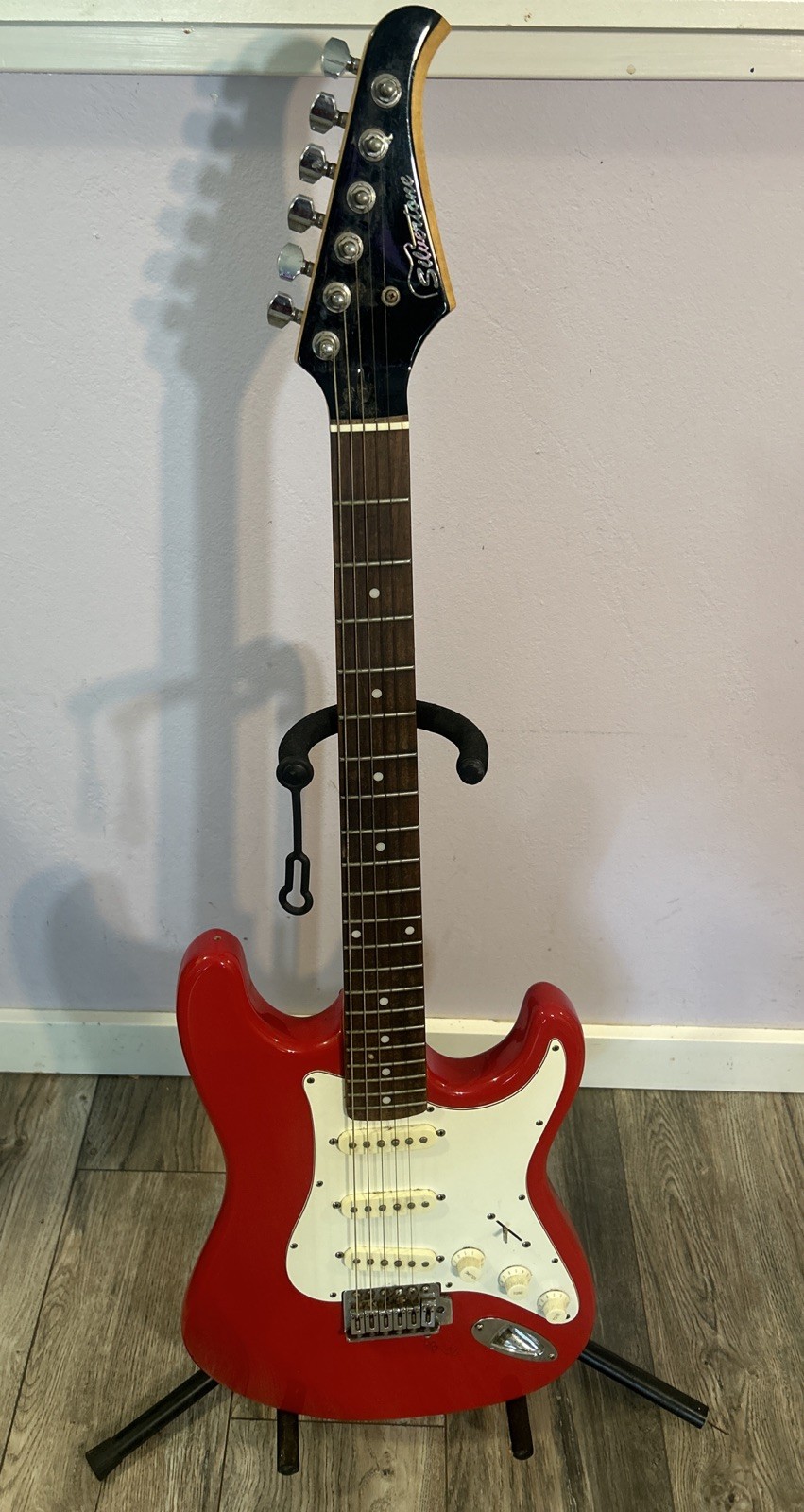 Silver tone Red & White Electric Guitar Model SS – 11/R