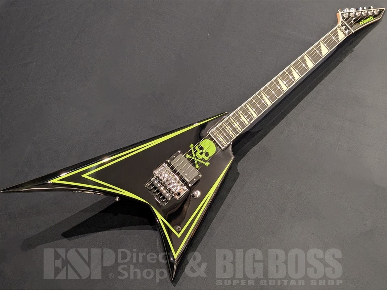 EDWARDS E-ALEXI GREENY Black with Lime Green Pinstripe & Skull