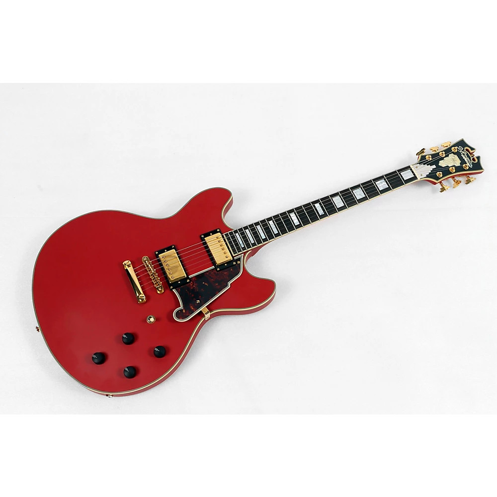 D’Angelico Deluxe LE DC Non FHole SemiHollow Guitar Matte Cherry 1978811667 OB