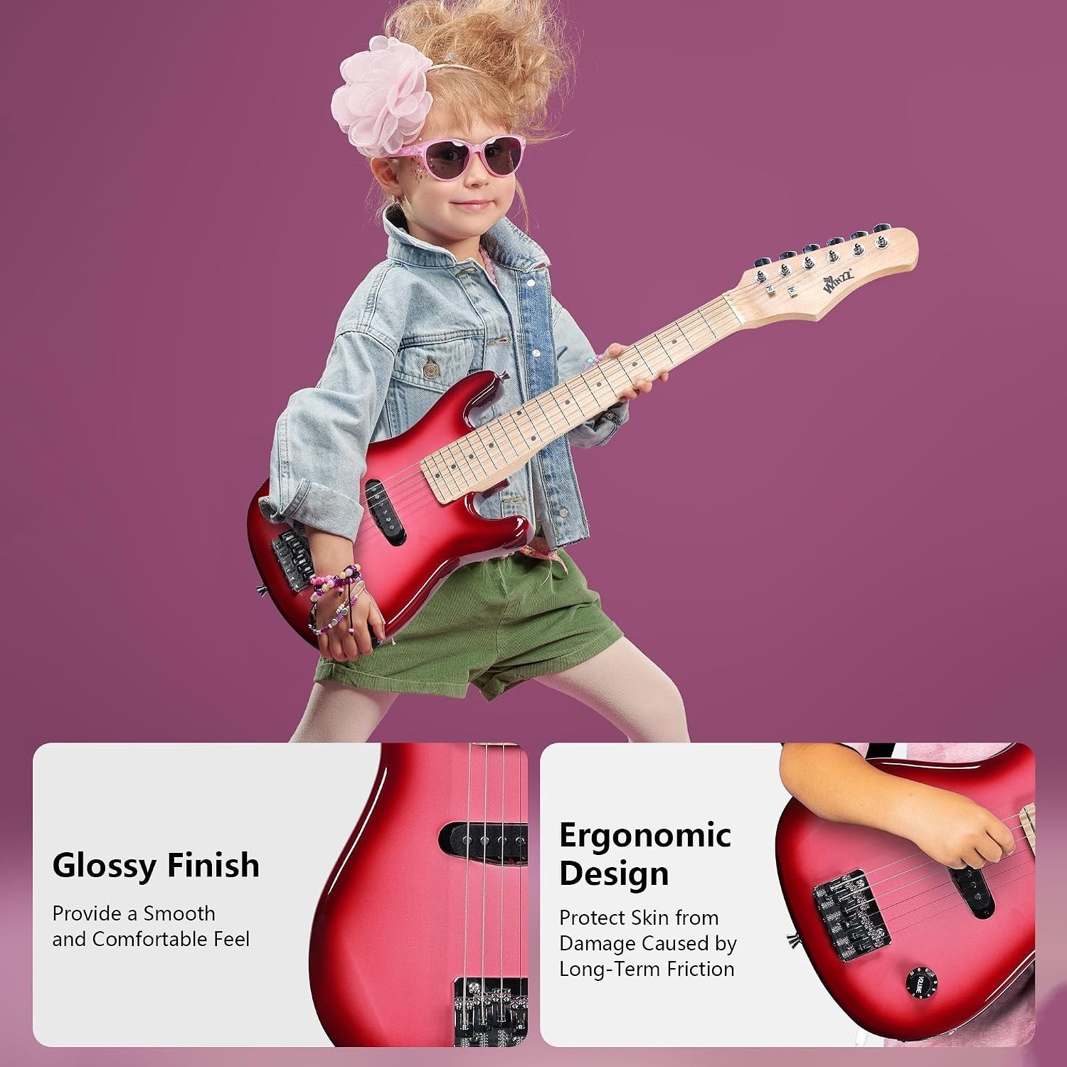 Stylish Gradient Pink 30-Inch Electric Guitar for Little Rockers – Starter Pack