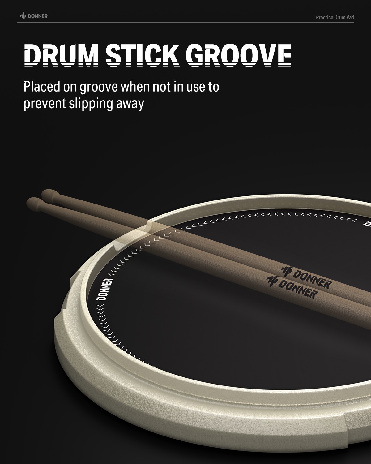 Donner 12 Inch Snare Drum Practice Pad Quiet Silicone Built-in Steel Balls