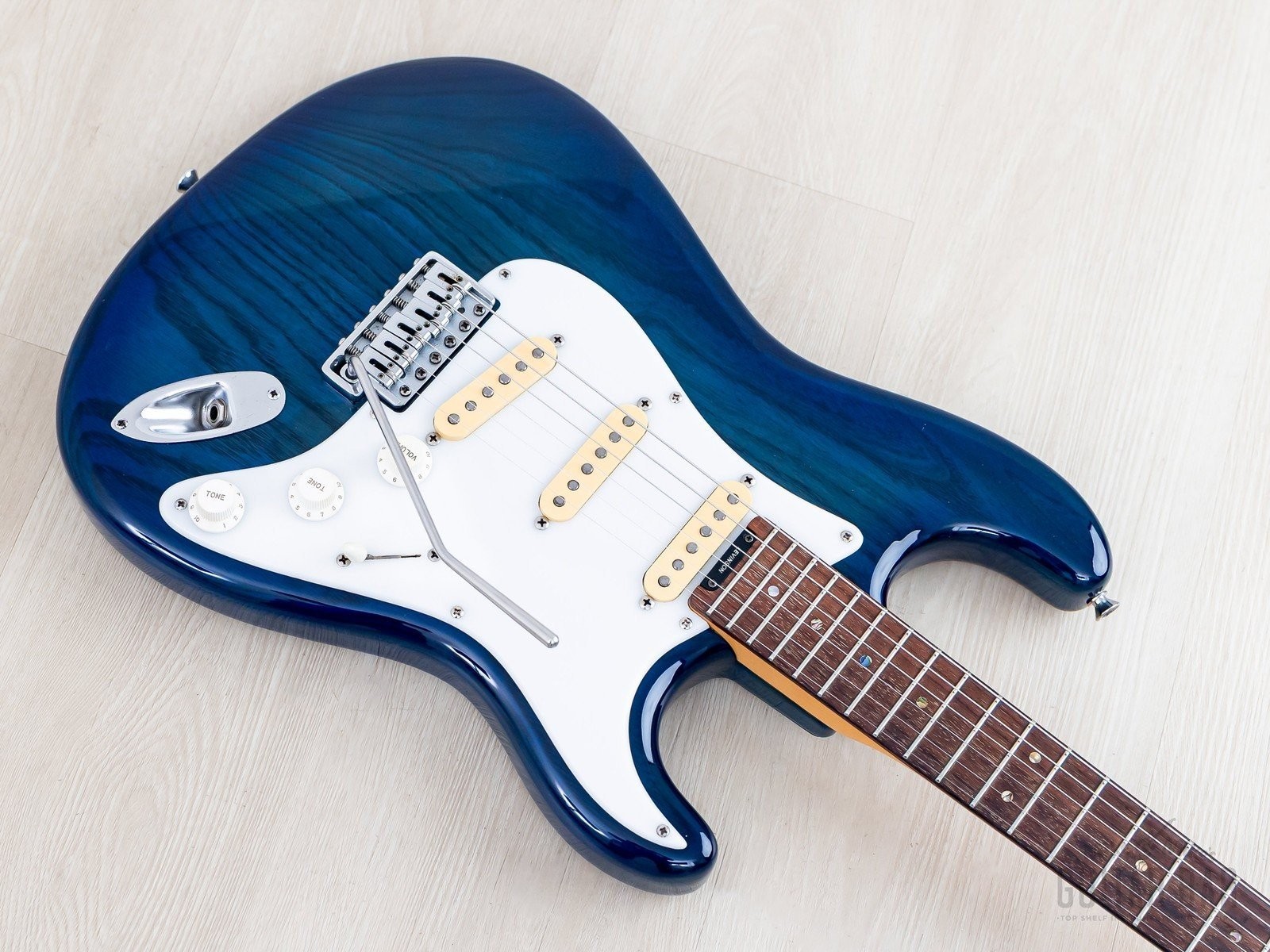 1992 Levinson Blade Texas Blue S-Style Guitar SSS Clear Blue, Japan