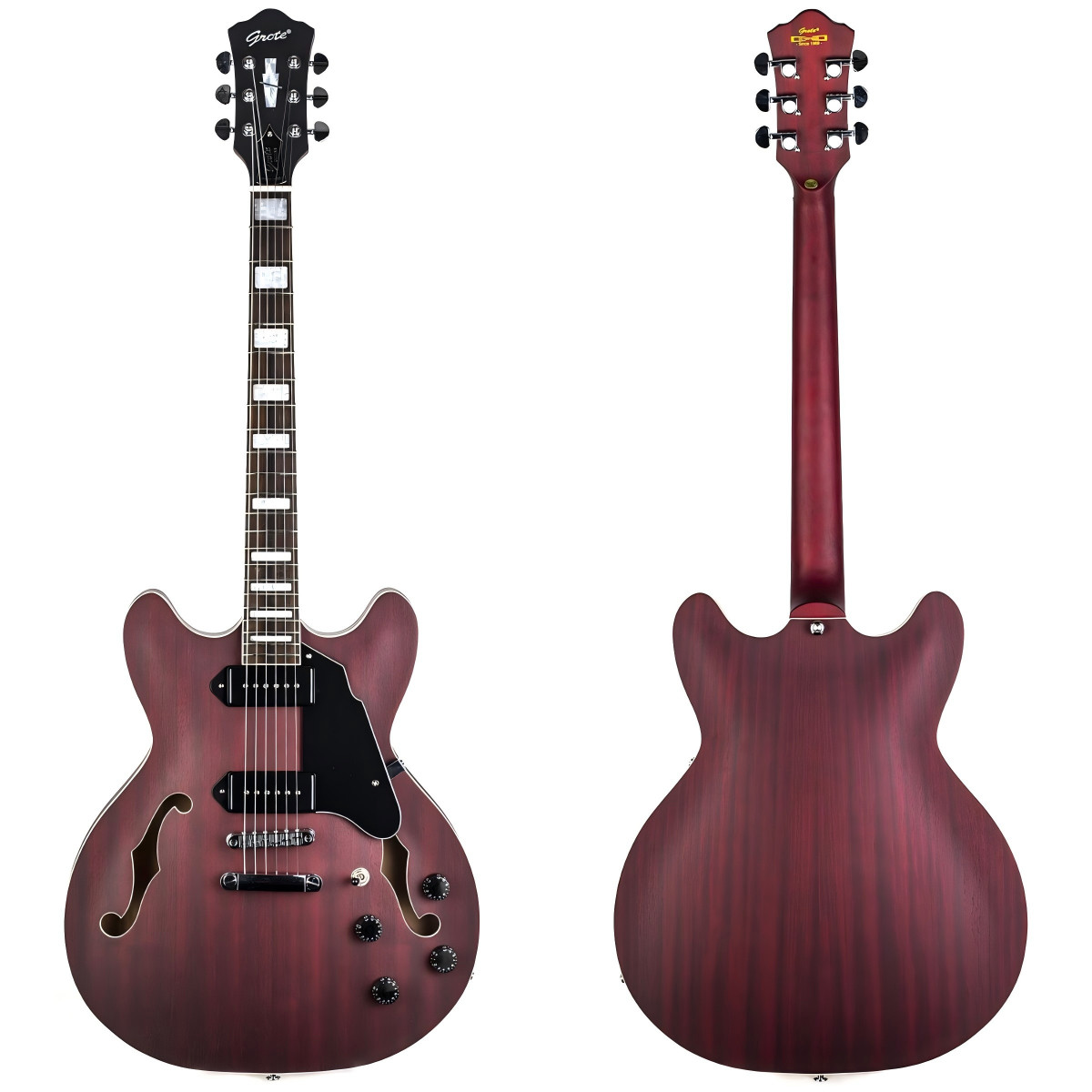 Grote 335 Jazz Electric Guitar Flame Maple top Semi-Hollow Body Matte Finished