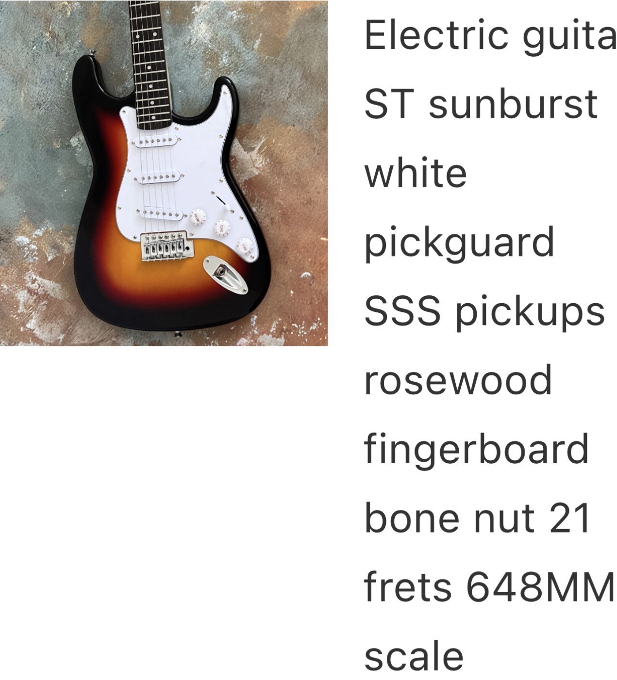 REPLICA Fender Stratocaster Sunburst SSS 21-Fret Rosewood Alder Right-Handed