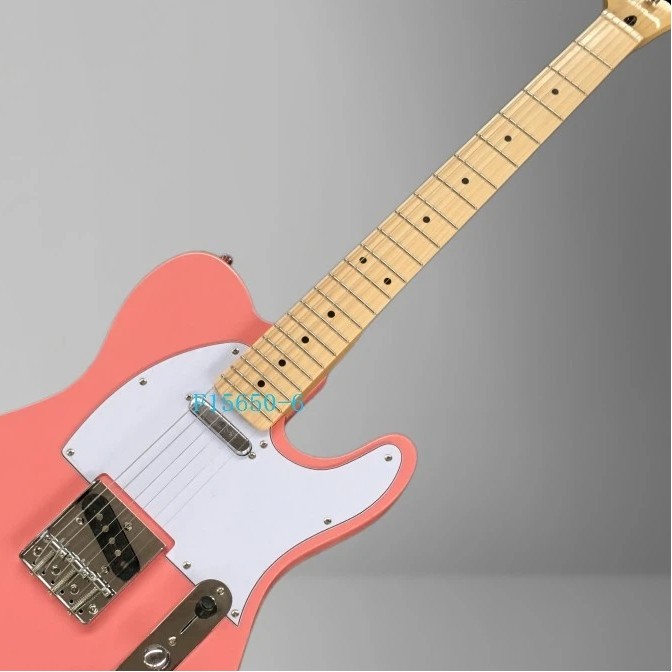 Pink 6-String Electric Guitar S-S Pickups White Pickguard Chrome Parts In Stock