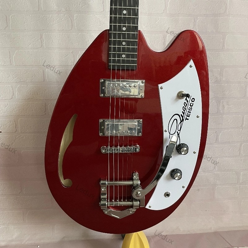 Semi Hollow Body Electric Guitar Egg Shaped May Queen Red Jazz ship from US