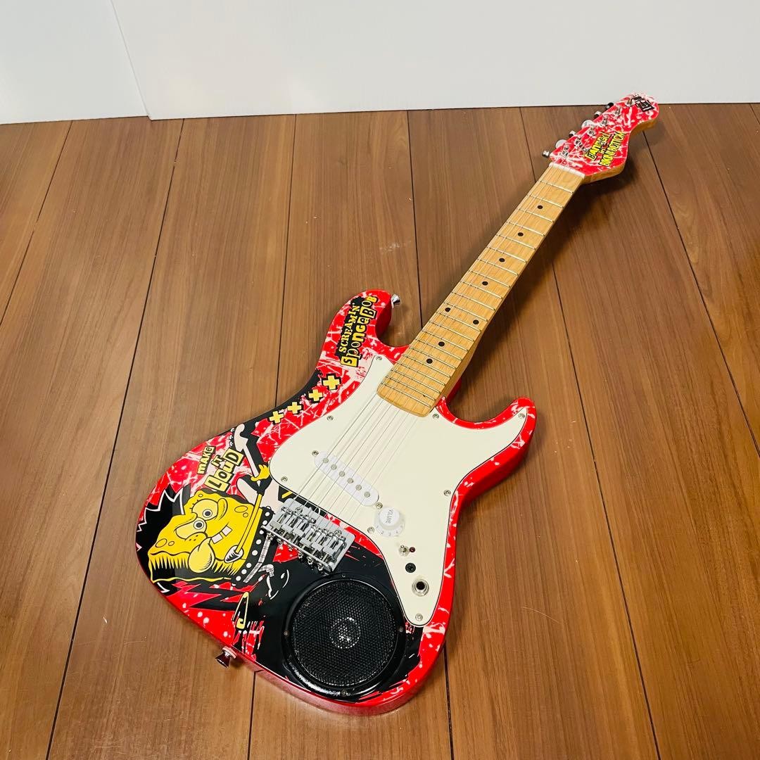 SpongeBob SBE34OFT 3/4 Size Electric Guitar Built-in Speaker Kids Japan Rare