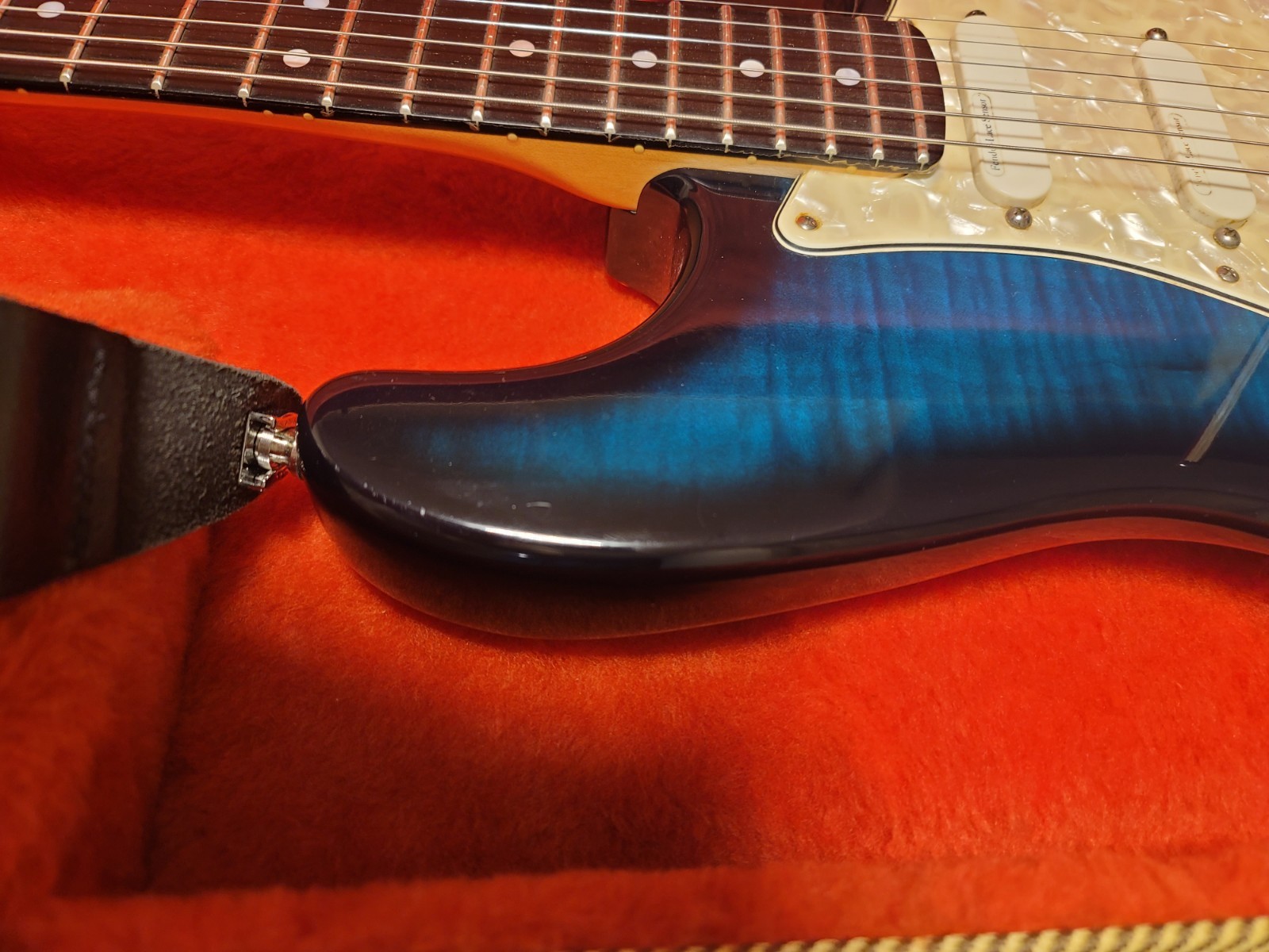 1997 Fender Strat Ultra Blue Burst Flame Top Lace Sensors HSS w/OHSC