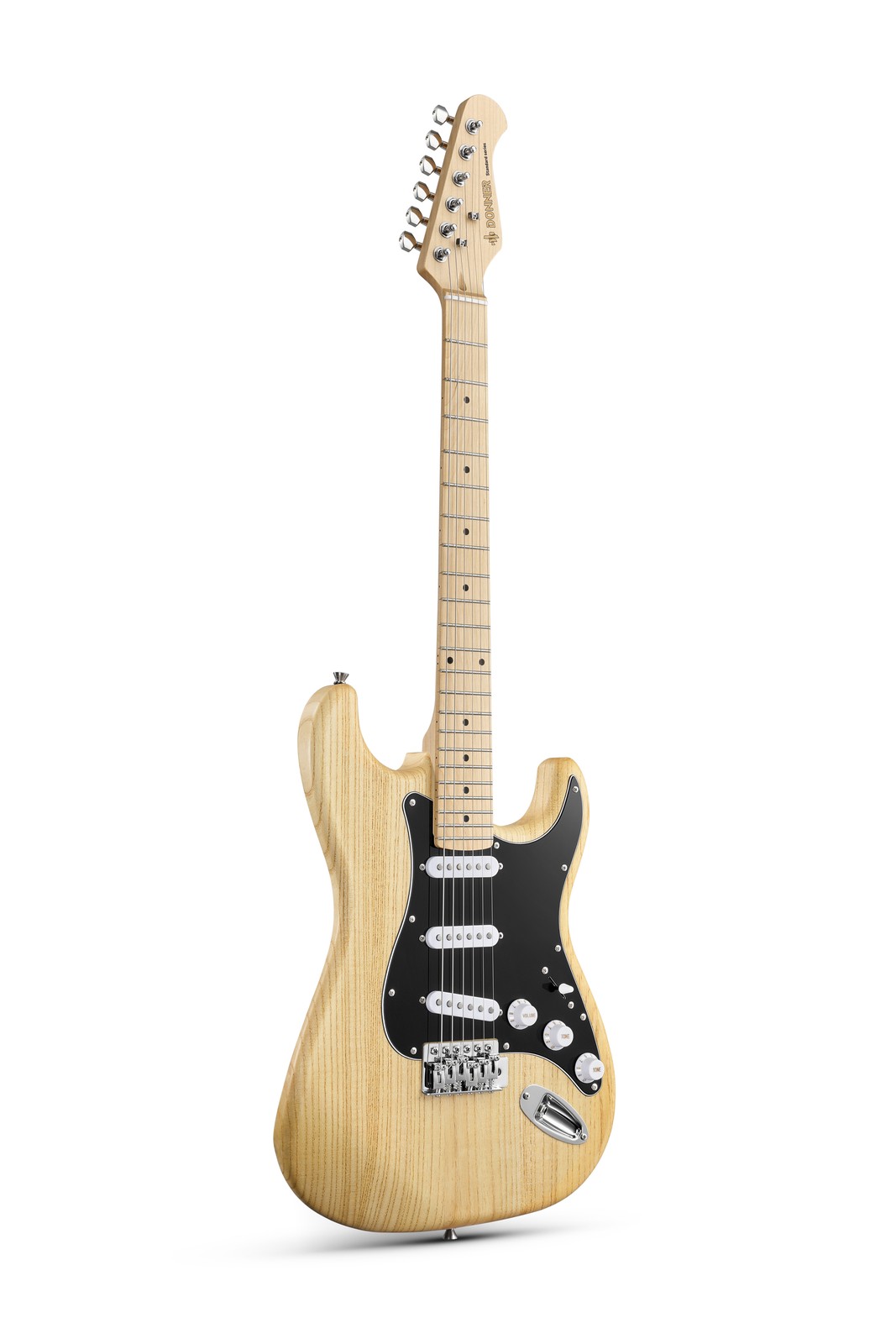 🎸 Donner DST-80 Electric Guitar Bundle SSS Pickups Wood Grain Design | Natural