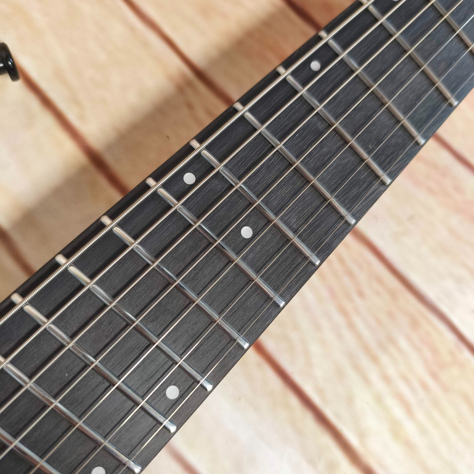 Headless Electric Guitar 7 Strings Burl 24 Frets Clear Texture Portable Travel