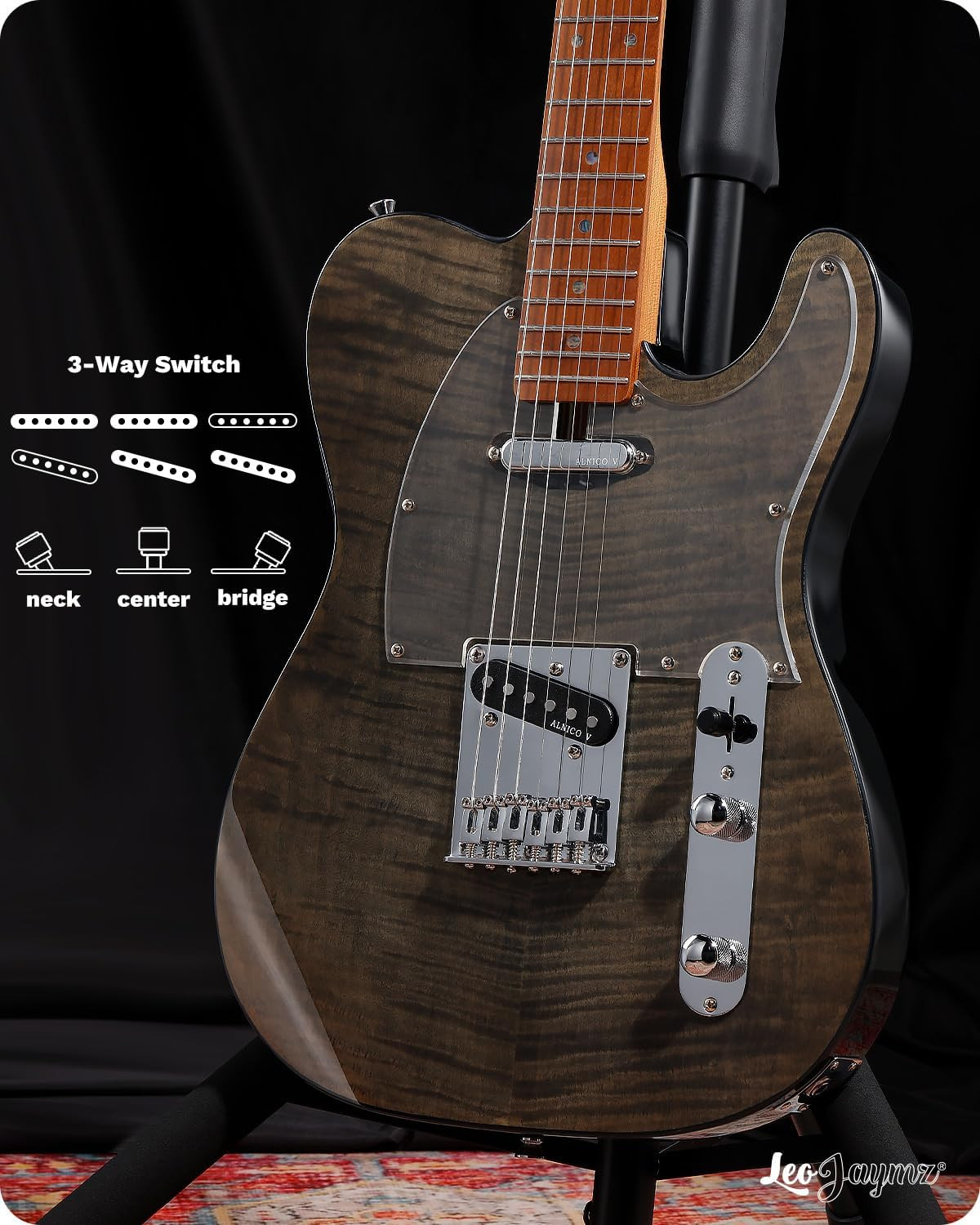 TL Electric Guitar – Flame Maple Top, Mahogany Body, Maple Neck – Alnico V Picku