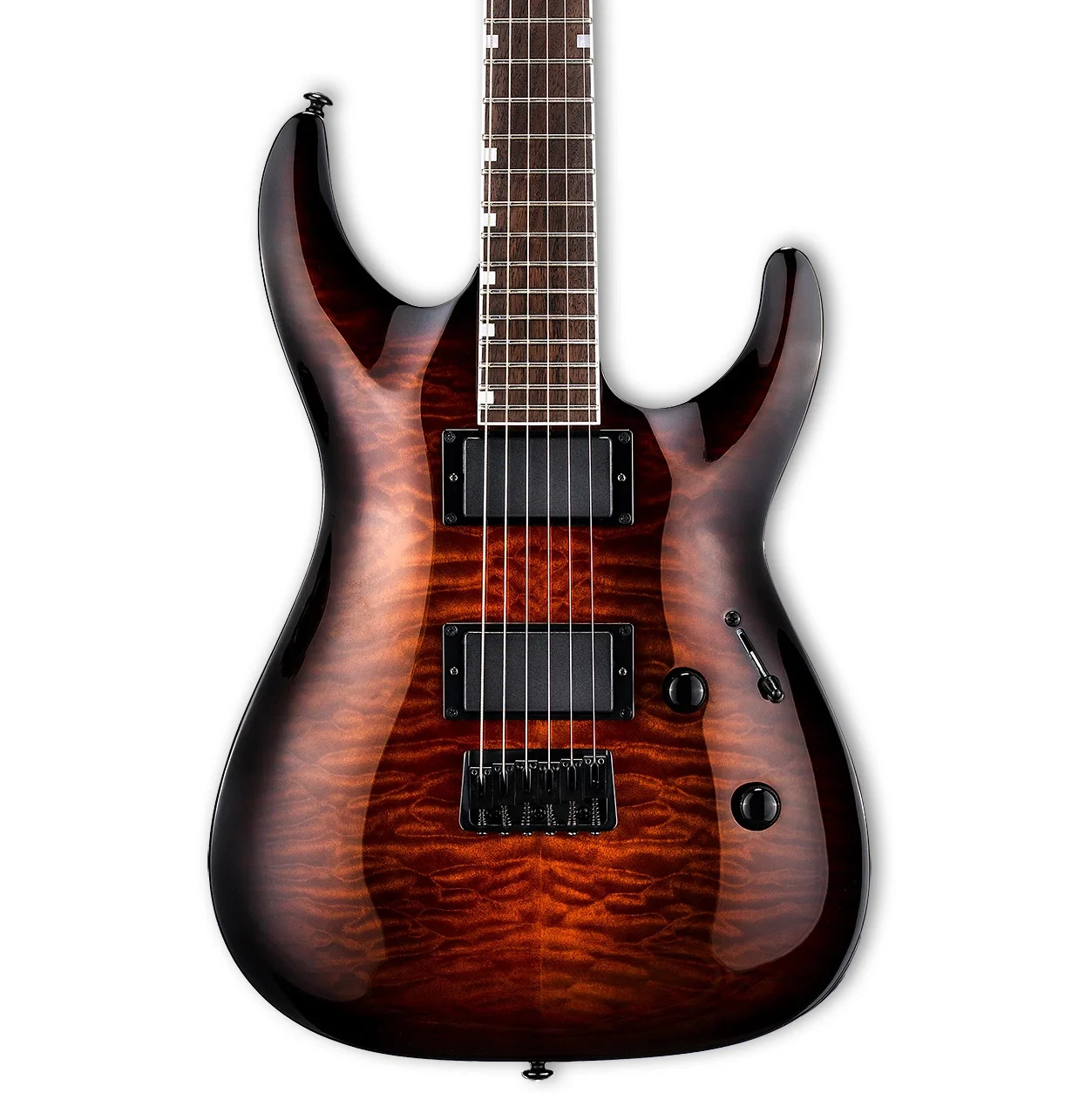 ESP LTD MH-200HT QM Electric Guitar – Dark Brown Sunburst