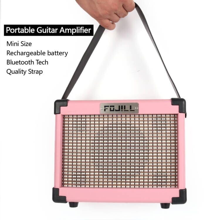 Electric pj bass set with amplifier gigbag cable strap carpo picks in pink color