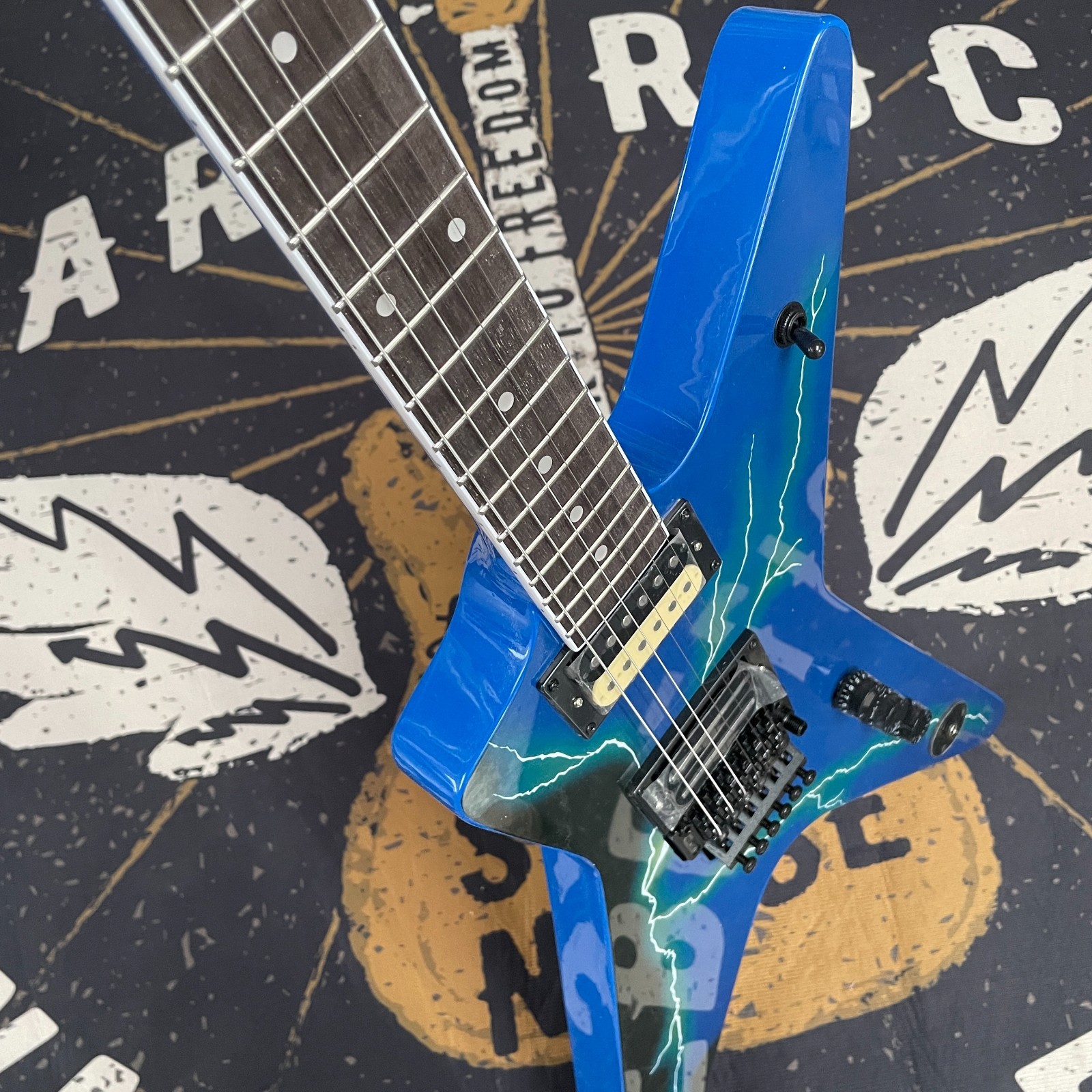 Blue Dimedean Electric Guitar 6String Lightning Body w/Floyd Free Ship